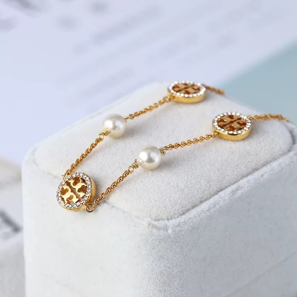 Tory Burch Gold Gemstones Circle Bracelet - Picture 3 of 16